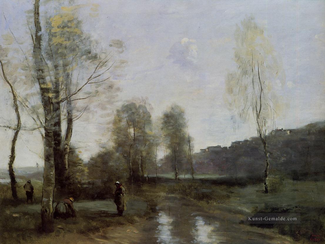 Canal in Picardi plein air Romantik Jean Baptiste Camille Corot Ölgemälde